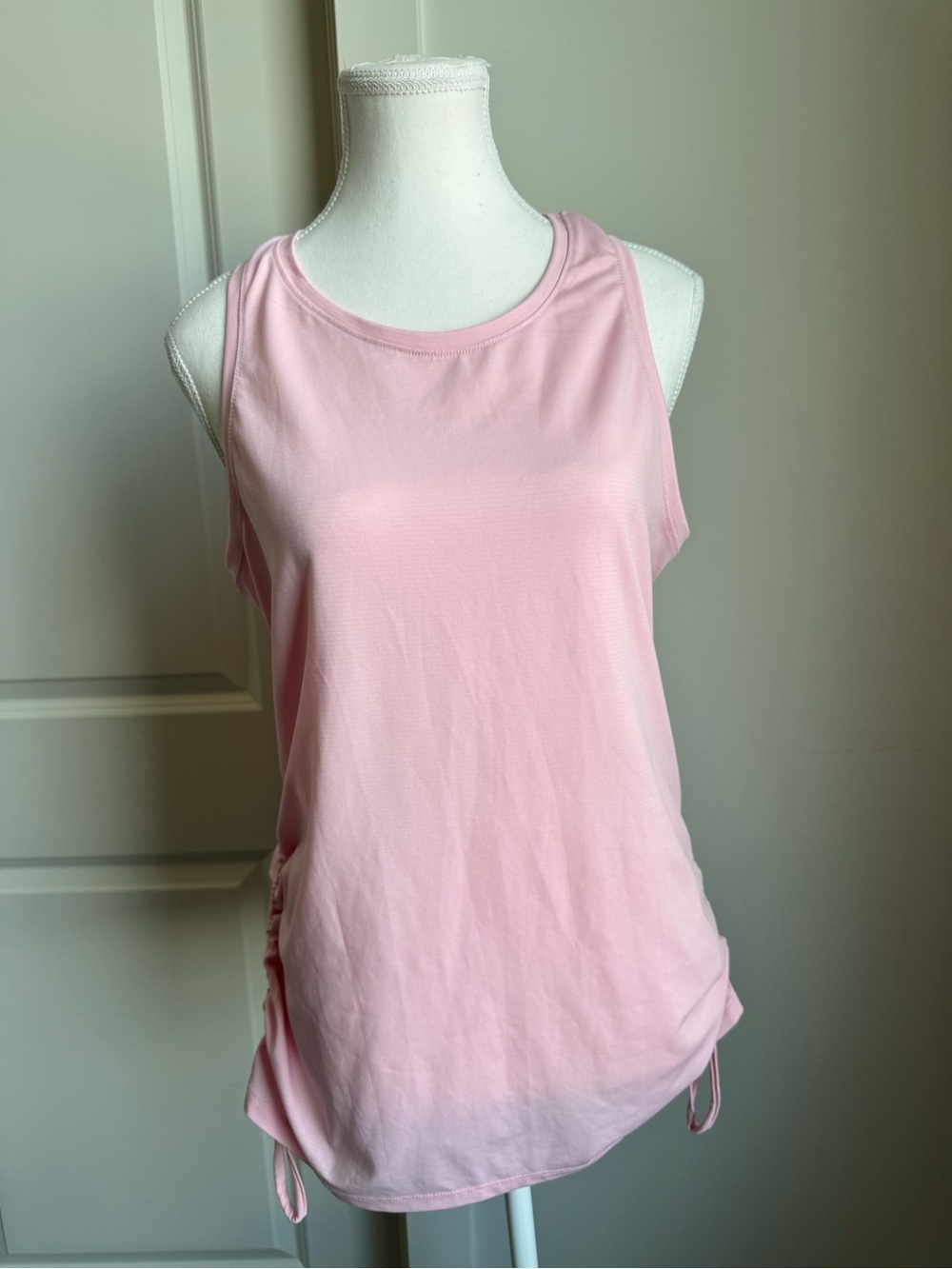 LAvon Light Pink Racerback Tank Top with Side Drawstring - Picture 2 of 6